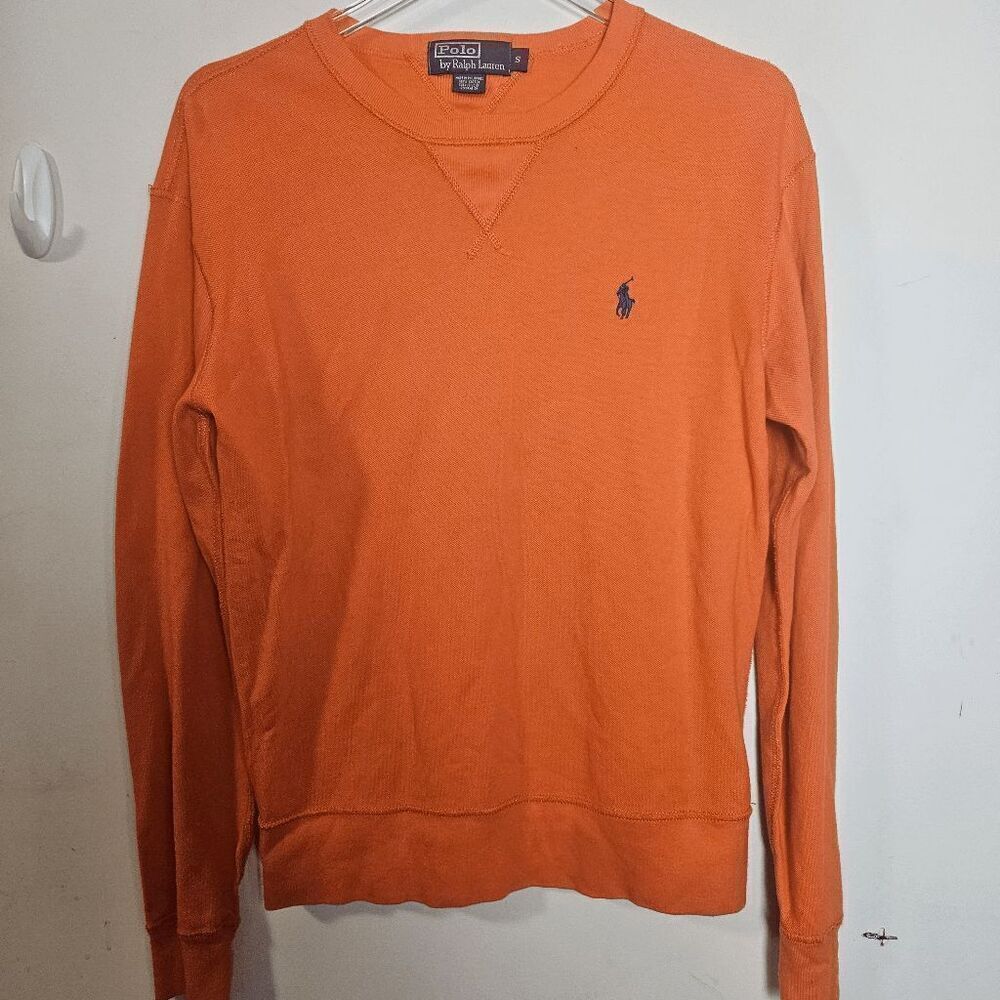 Polo by Ralph Lauren Lightweight Crew neck Long Sleeve Knit Pullover Men's Orang